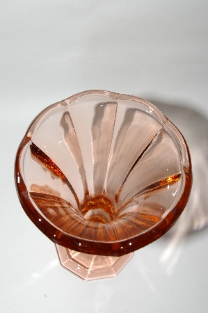 +MBA #64-456  Vintage Pink Depression Glass Fancy Vase