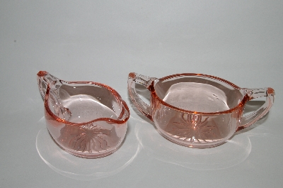 +MBA #64-139  Vintage Pink Depression Glass "Cream & Sugar" Set