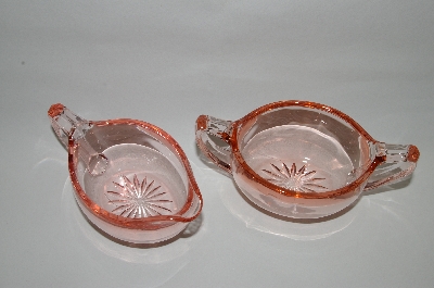 +MBA #64-139  Vintage Pink Depression Glass "Cream & Sugar" Set
