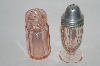 +MBA #64-050  Vintage Pink Depression Glass Set Of Two Different  Salt Shakers