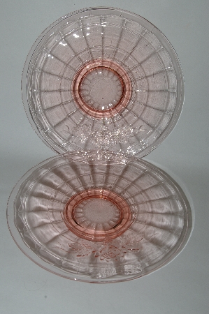 +MBA #64-195   " Set Of 3 Vintage Pink Depression Glass Fancy Rose Pattern Plates