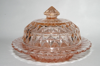 +MBA #64-273  " Vintage Pink Depression Glass "Windsor Diamond" Butter Dish