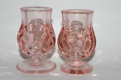 +MBA #64-242  " Set Of Two Vintage Pink Glass Candle Stick Holders