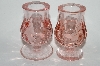 +MBA #64-242  " Set Of Two Vintage Pink Glass Candle Stick Holders