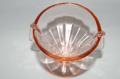 +MBA #64-460  Vintage Pink Depression Glass Two Handled Sugar Bowl