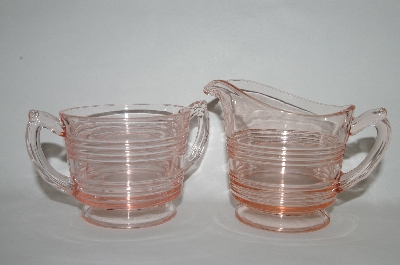 + Vintage Pink Depression Glass "Ring Style" Cream & Sugar Set