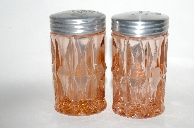 +MBA #64-064  Vintage Pink Depression Glass "Windsor" Salt & Pepper Shaker Set