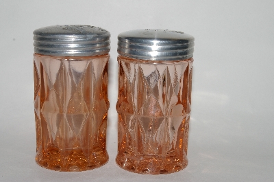 +MBA #64-064  Vintage Pink Depression Glass "Windsor" Salt & Pepper Shaker Set