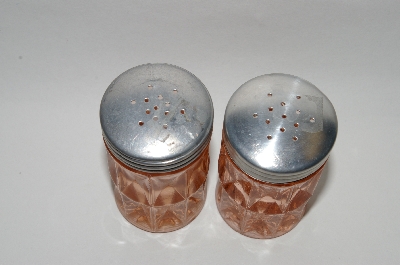 +MBA #64-064  Vintage Pink Depression Glass "Windsor" Salt & Pepper Shaker Set