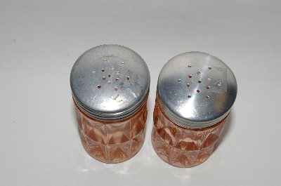 +MBA #64-064  Vintage Pink Depression Glass "Windsor" Salt & Pepper Shaker Set