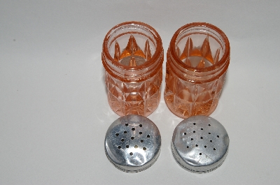+MBA #64-056  Vintage Pink Depression Glass "Windsor" Salt & Pepper Shakers