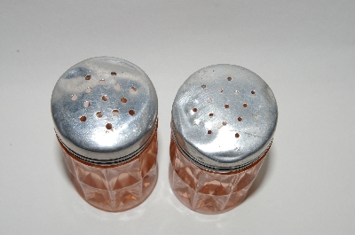 +MBA #64-056  Vintage Pink Depression Glass "Windsor" Salt & Pepper Shakers