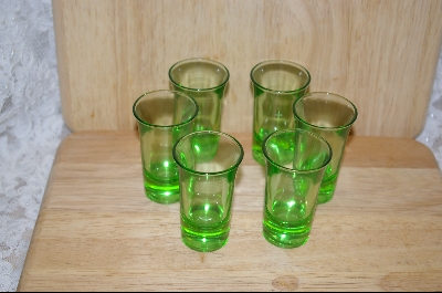 +MBA #5052  "Set Of 6 Green Shot Glasses #5052