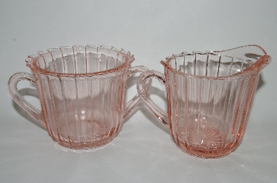 +MBA #64-419  "Vintage Pink Depression Glass "Sierra" Cream & Sugar Set