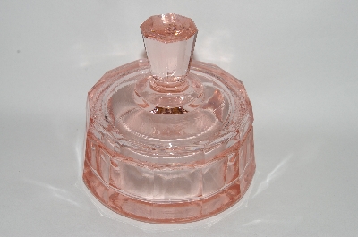 +MBA #64-209  Vintage Pink Depression Glass "Round" Vanity Dish With Lid