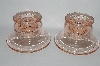 +MBA #64-135  Vintage Pink Depression Glass Pair Of Round Candle Stick Holders