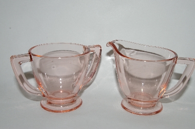 +MBA #64-111  Vintage Pink Depression Glass Small Cream & Sugar Set