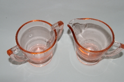 +MBA #64-111  Vintage Pink Depression Glass Small Cream & Sugar Set
