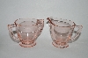+MBA #64-111  Vintage Pink Depression Glass Small Cream & Sugar Set