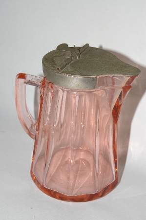 + MBA #64-099  Vintage Pink Depression Glass "Heisey" Hinged Syrup Jug