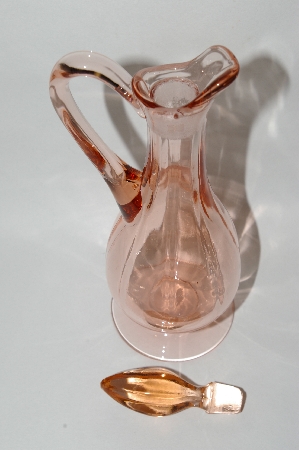 +MBA #64-493   Vintage Pink Depression Glass "Fostoria" Cruet With Glass Stopper