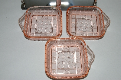 +MBA #64-004  " Vintage Pink Depression Glass 4 Piece Relish Server/Vintage Condiment Server