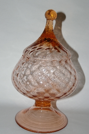 +MBA #63-022  "1960's Vintage Pink Depression Glass Large Fancy Footed Candy Dish