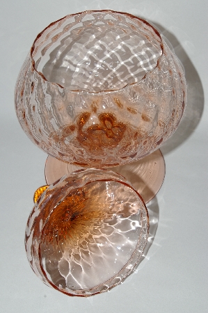 +MBA #63-022  "1960's Vintage Pink Depression Glass Large Fancy Footed Candy Dish