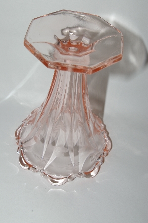 +MBA #63-027   Vintage Pink Depression Glass Light Pink Floral Etched Vase