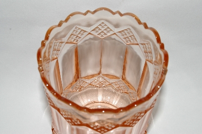 +MBA #63-015  Vintage Pink Depression Glass Fancy Footed Vase