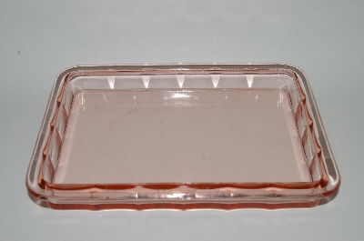 +MBA #63-035   Vintage Pink Depression Glass "Square" Vanity Tray