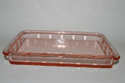 +MBA #63-035   Vintage Pink Depression Glass "Square" Vanity Tray