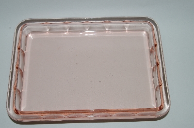+MBA #63-035   Vintage Pink Depression Glass "Square" Vanity Tray