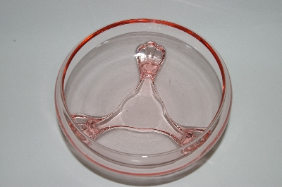 +MBA #64-216  " Vintage Pink Depression Glass 3 Footed Fruit Bowl
