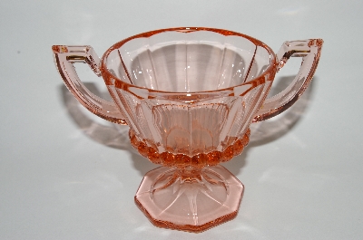 +MBA #64-486  Vintage Pink Depressio Glass "Very Fancy" Sugar Bowl