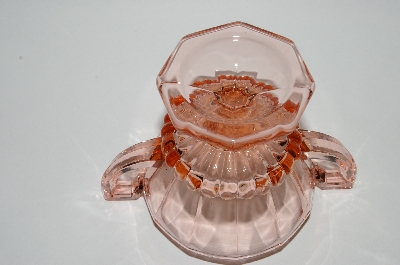 +MBA #64-486  Vintage Pink Depressio Glass "Very Fancy" Sugar Bowl