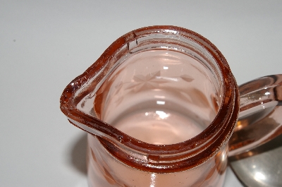 +MBA #63-049   Vintage Pink Depression Glass "Wheel Cut" Syrup Pitcher