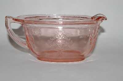 +MBA #64-371  Vintage Pink Depression Glass Fancy Etched Creamer
