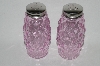 +MBA #63-128  Vintage Pink Depression Glass Elizabeth Fancy Salt & Pepper Set