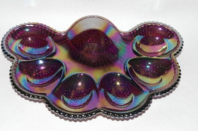 +MBA #63-098   " Vintage Purple Carnival Glass 1950's Deviled Egg Dish