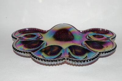 +MBA #63-098   " Vintage Purple Carnival Glass 1950's Deviled Egg Dish