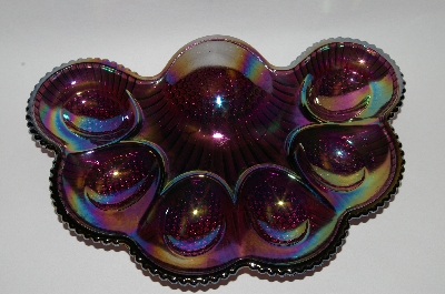 +MBA #63-098   " Vintage Purple Carnival Glass 1950's Deviled Egg Dish