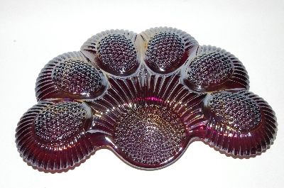 +MBA #63-098   " Vintage Purple Carnival Glass 1950's Deviled Egg Dish