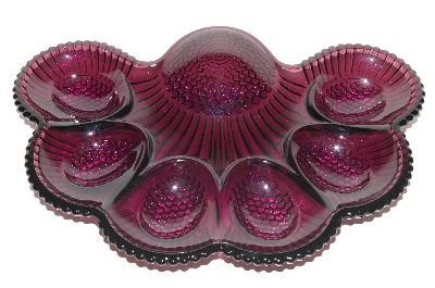 +MBA #63-121   " Vintage Purple Glass 1950's Deviled Egg Dish