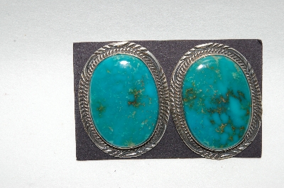 + MBA #65-007  " Apache Sterling Large Blue Turquoise Earrings