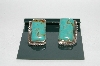 +MBA #65-024   Sterling "Navajo"  Square Blue Turquoise Pierced Earrings