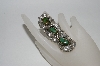 +MBA #65-127   Green Turquoise "3 Stone" Fancy Leaf Ring