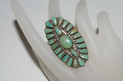 +MBA #65-181  Green Turquoise Artist "LMB Larry Moses Begay"  Signed Oval Ring
