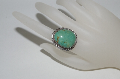 +MBA #65-080   Artist Stamped Green Turquoise Ring