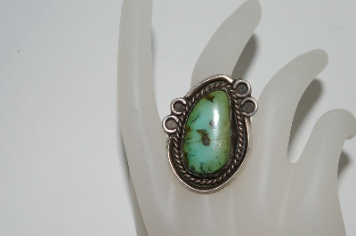 +MBA #65-134   Sterling Fancy Cut Green Turquoise Ring